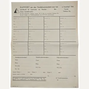 Original WW2 Dutch Collaboration NSB Document - Unissued quarterly report …