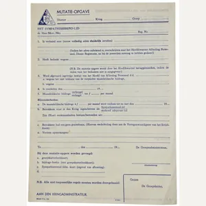 Original WW2 Dutch Collaboration NSB Document - Unissued mutation assignment …