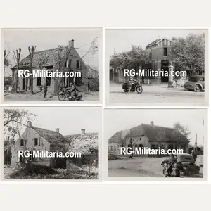 Original WW2 German Photo - Germans riding through the destroyed …