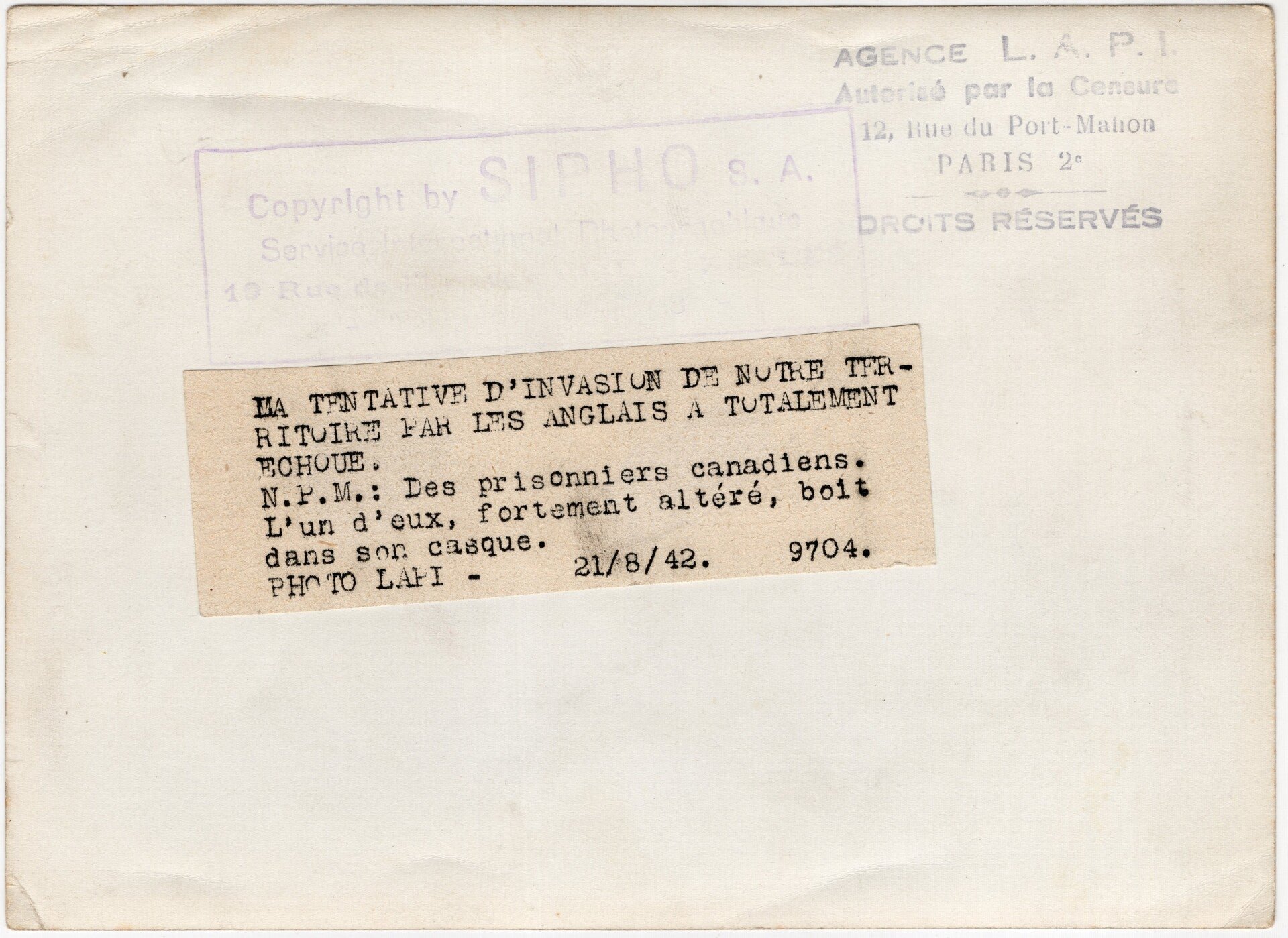 Original WW2 French Press Photo - British POW soldiers in Dieppe, France, Operation Jubilee (1942) — image 2