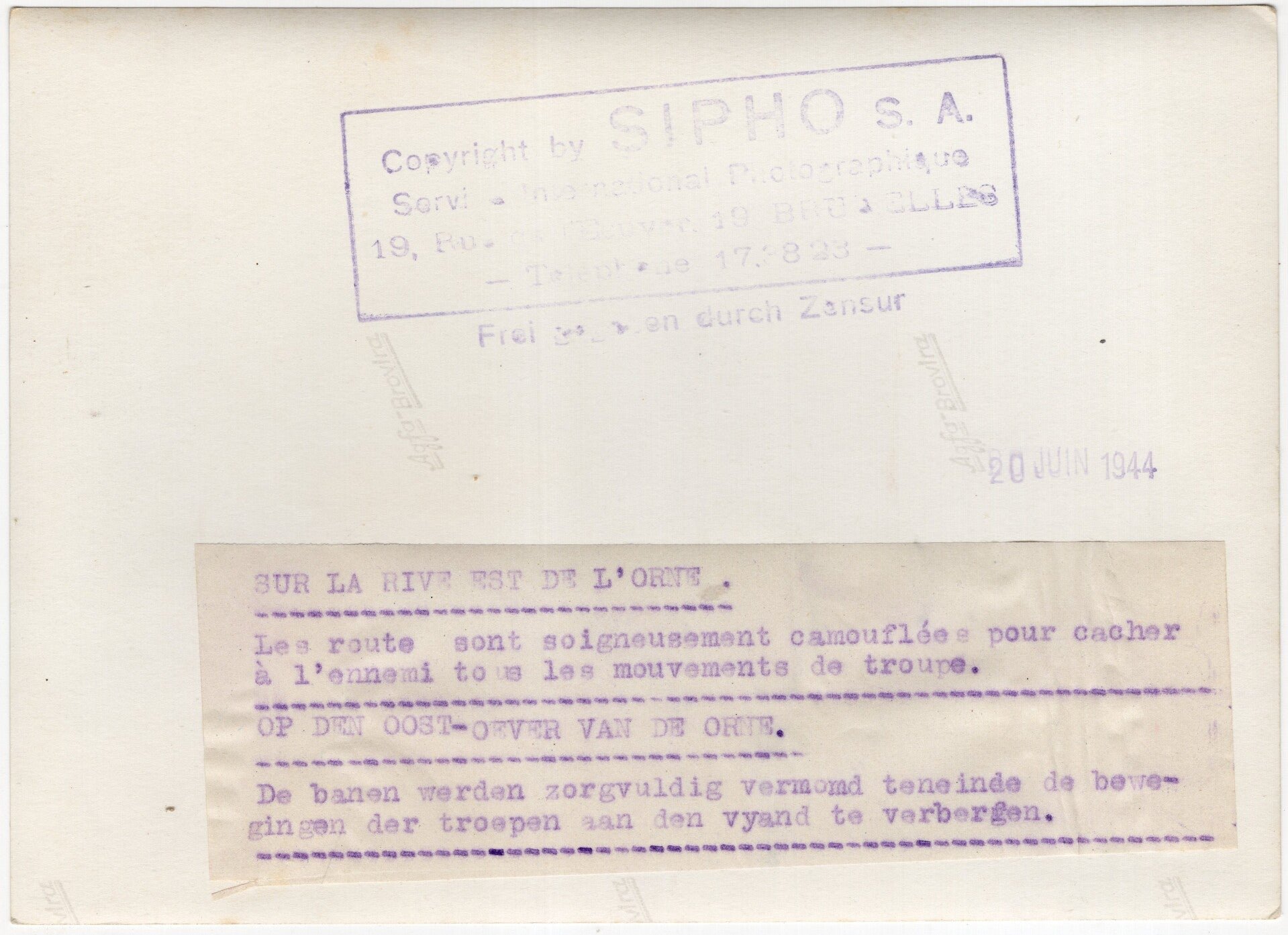 Original WW2 Belgian Press Photo - German soldiers with a road block near Orne, on the Normandy Front, France (1944) — image 2