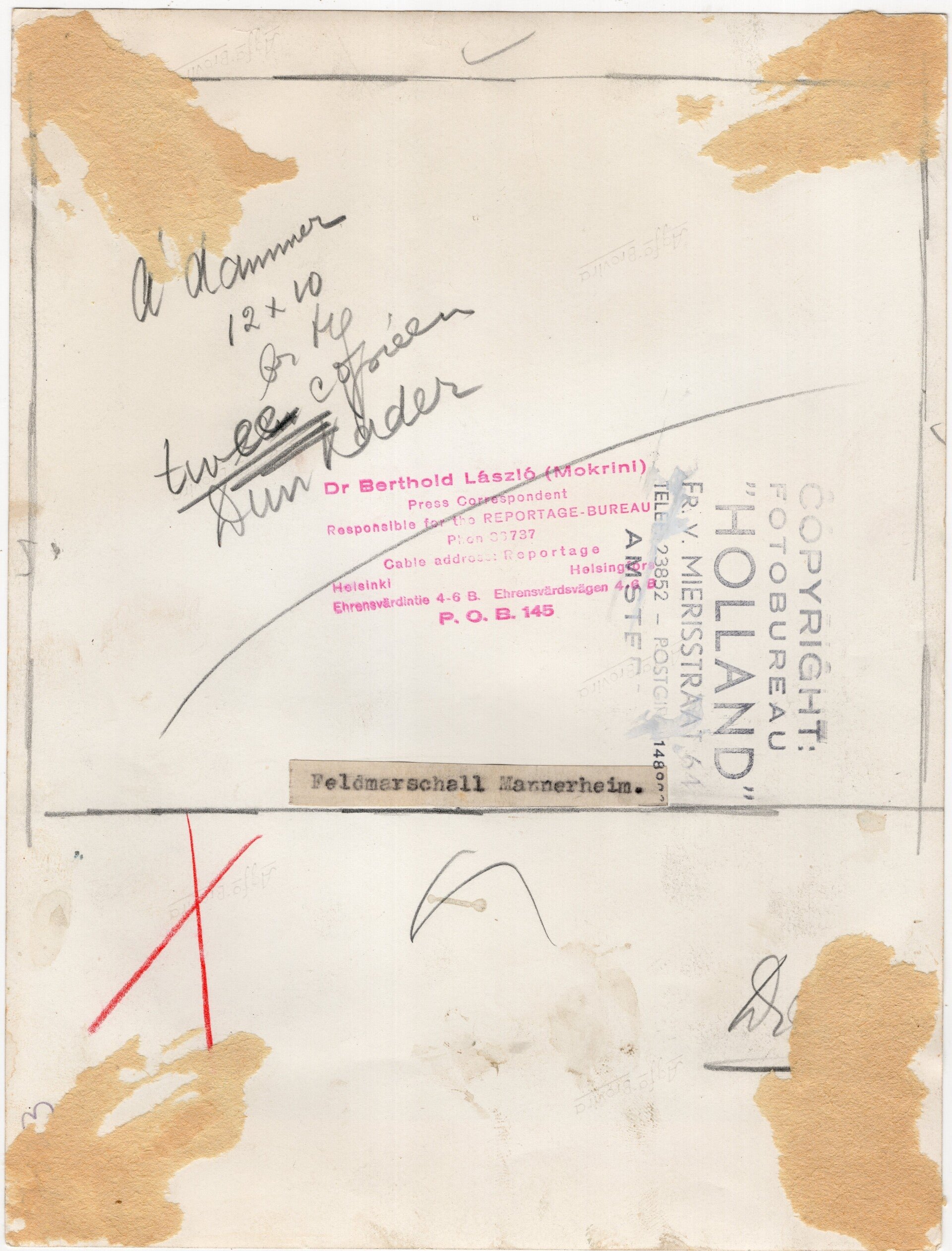 Original WW2 German Press Photo - Finnish president Feldmarschall Carl Gustaf Mannerheim on a horse — image 2