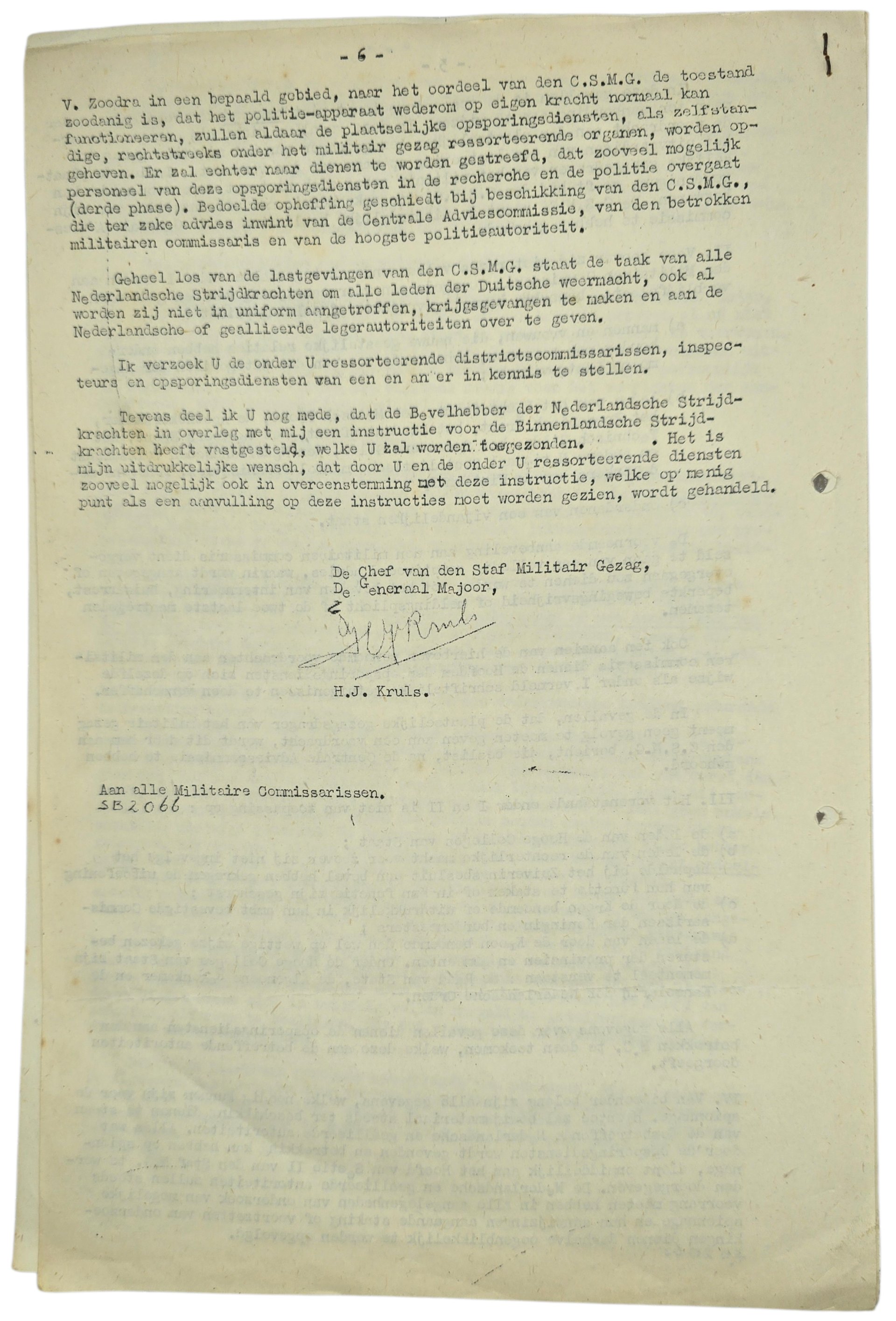 Original WW2 Dutch Liberation Document - MG Militair Gezag arresting of potential collaborators (1945) — image 2