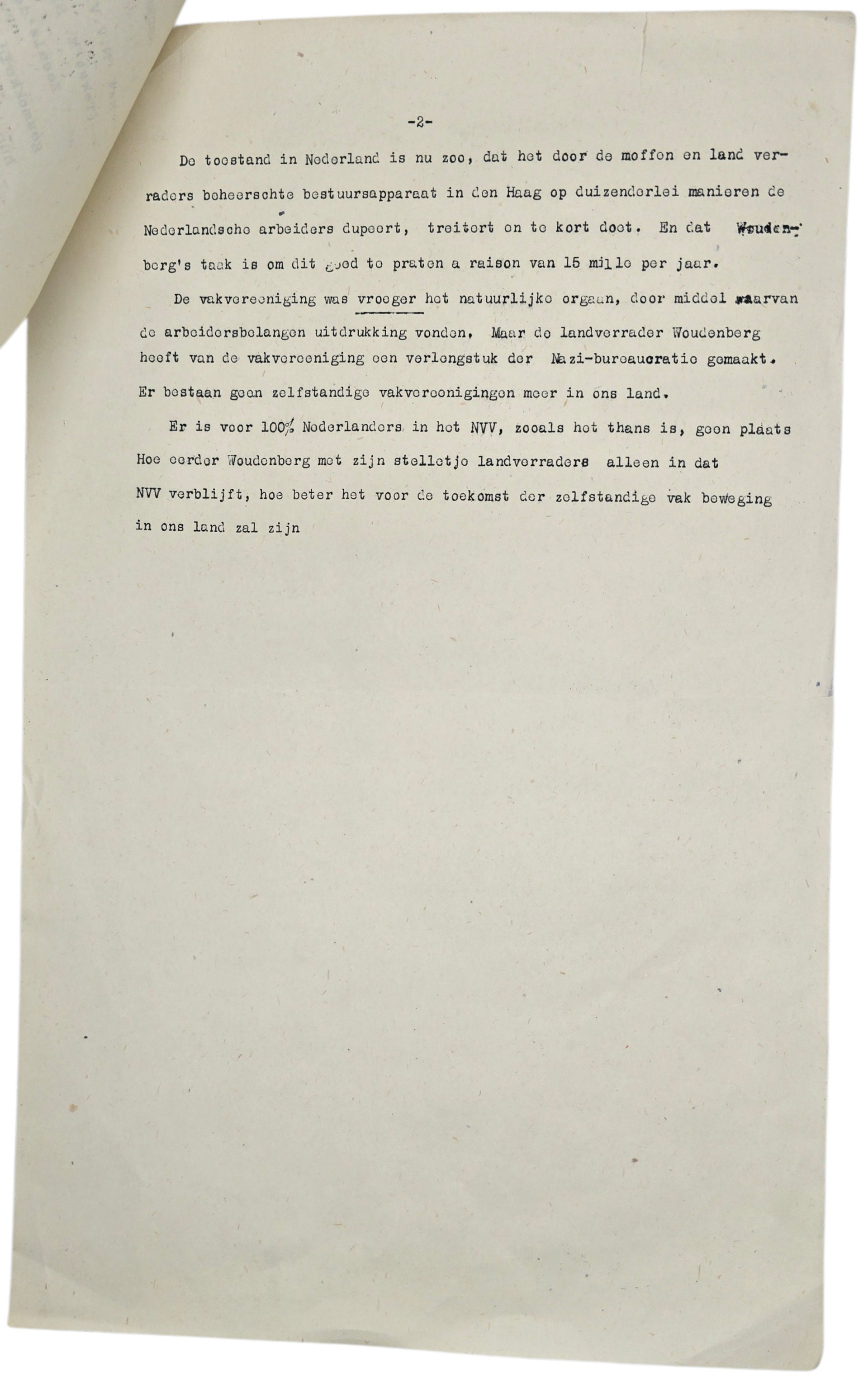 Original WW2 Dutch Resistance Document - RVD Radio Oranje broadcast about the NVV (1941) — image 2