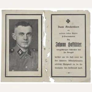Original WW2 German Waffen SS Document - SS Sturmmann death …