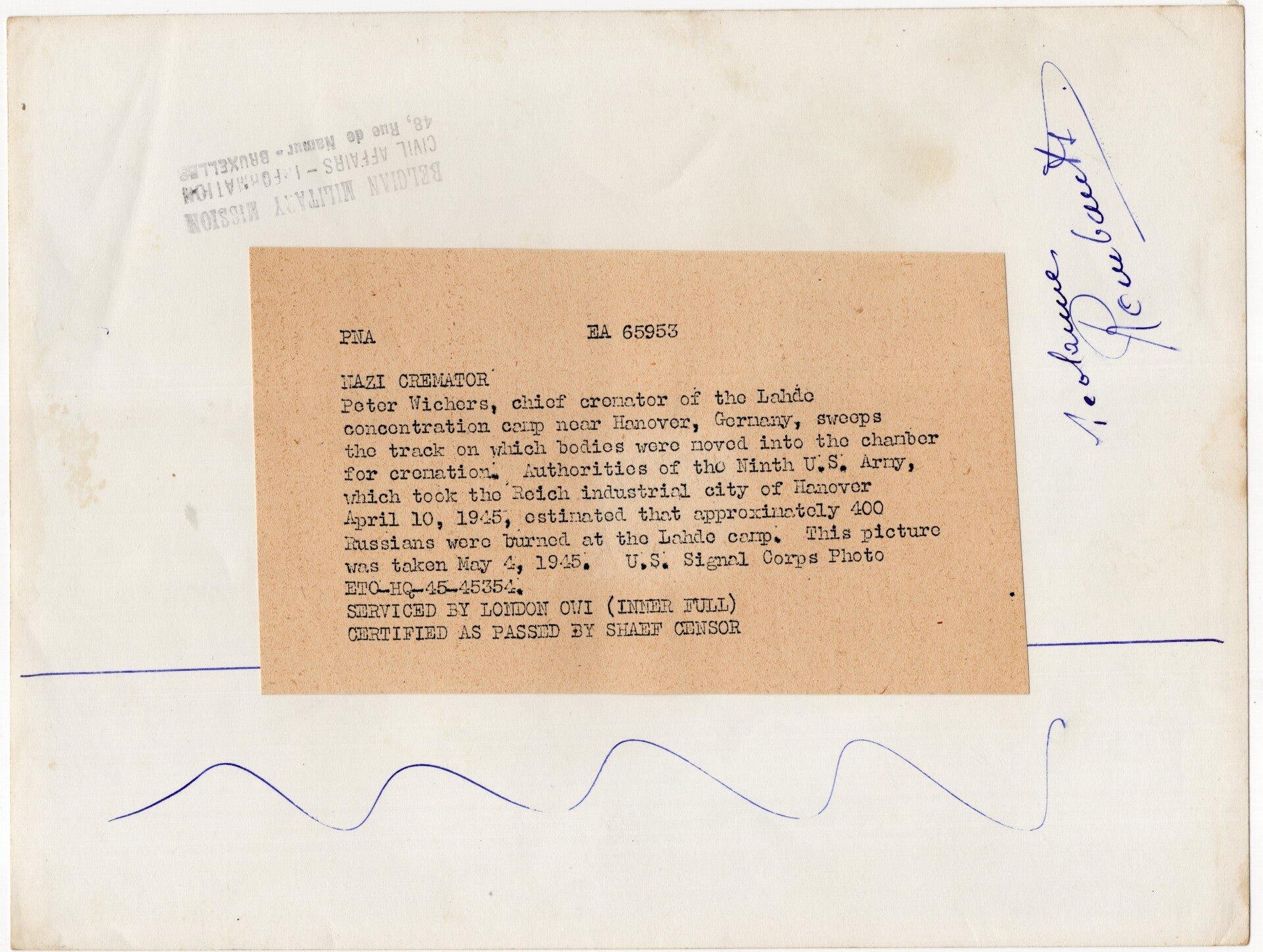 Original WW2 US Press Photo - Cremator of the Lahde Concentration Camp, Hannover (1945) — image 2