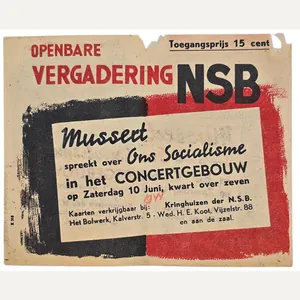 Original WW2 Dutch Collaboration NSB Document - NSB gathering, Anton …