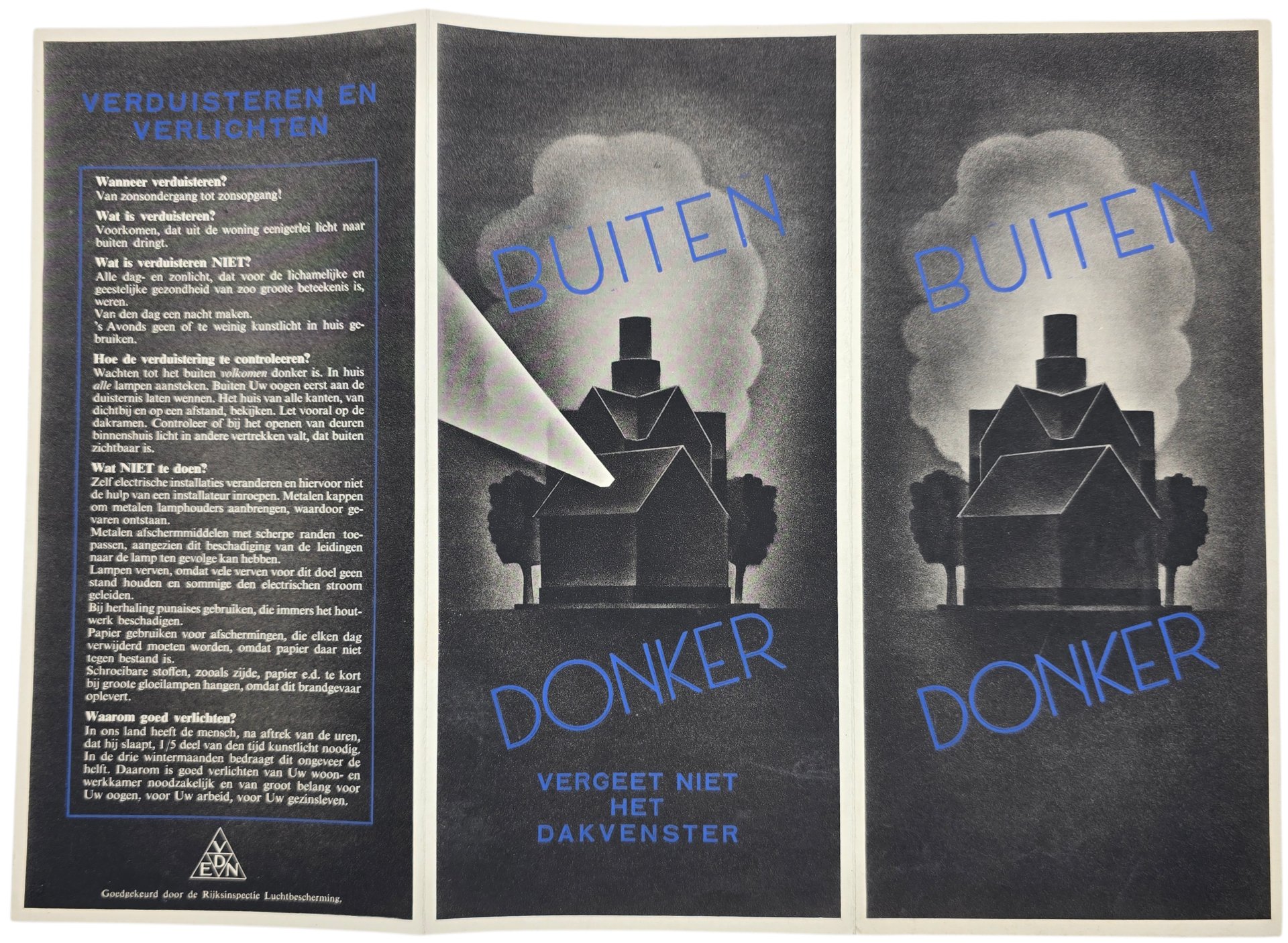 Original WW2 Dutch LBD Document - Luchtbeschermingsdienst flyer ''Buiten Donker'' — image 3