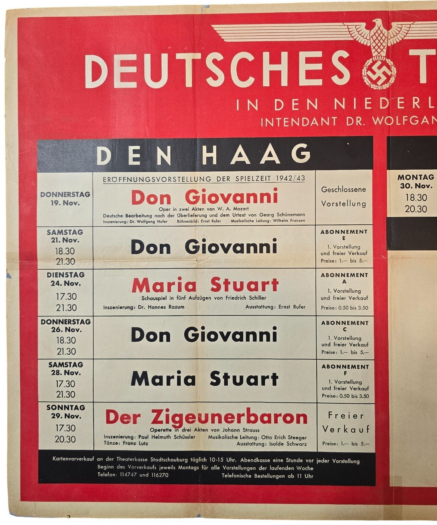 Original WW2 Dutch German Poster - Deutsches Theater in den Niederlanden movie poster, Den Haag, Haarlem (1942) — image 2