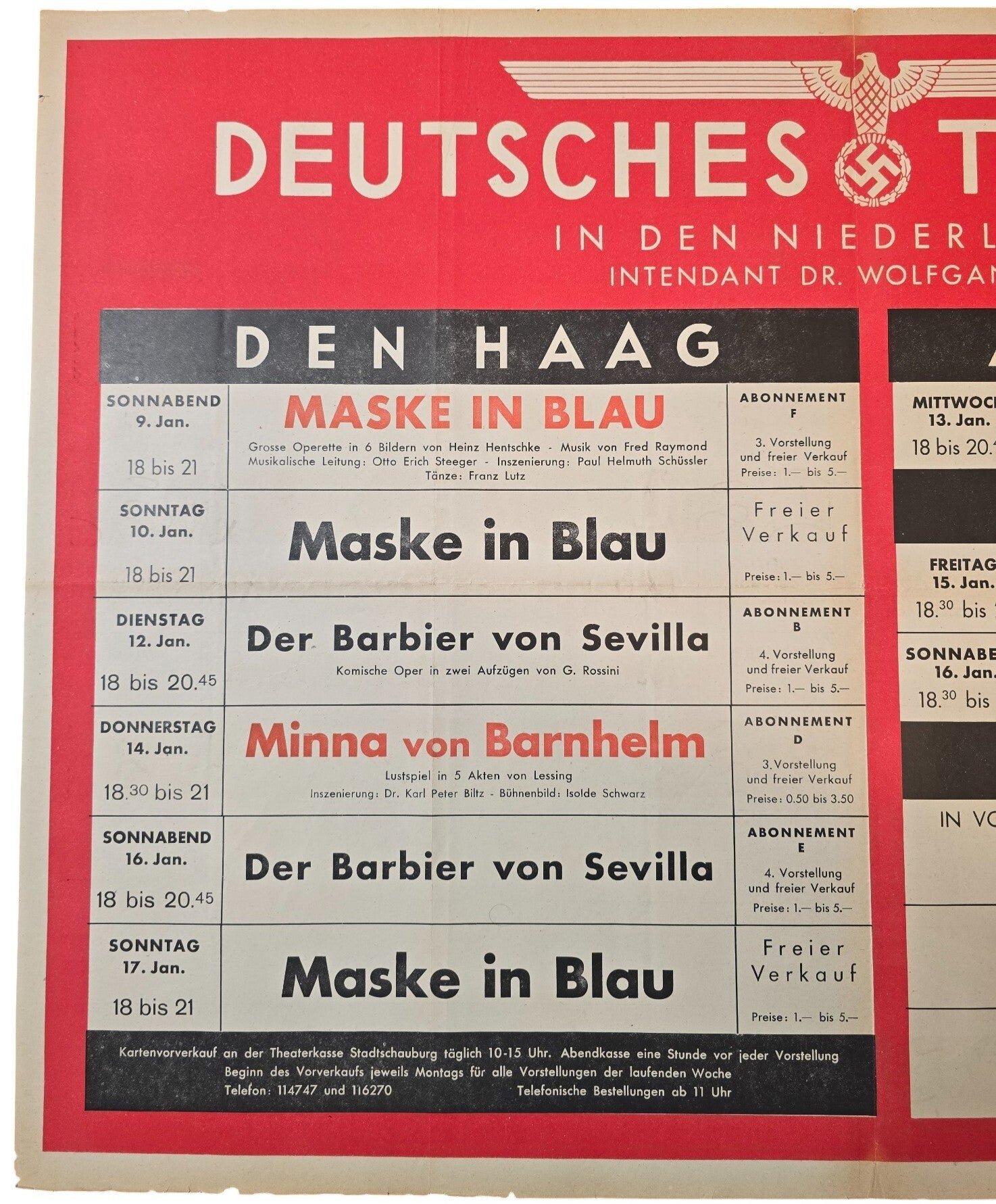 Original WW2 Dutch German Poster - Deutsches Theater in den Niederlanden movie poster, Den Haag, Amsterdam, Utrecht (1943) — image 2