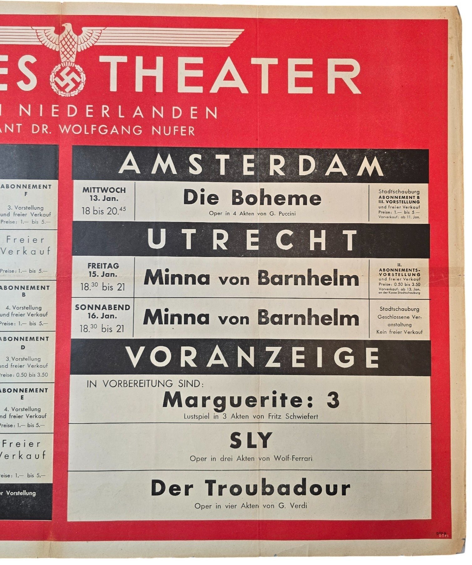 Original WW2 Dutch German Poster - Deutsches Theater in den Niederlanden movie poster, Den Haag, Amsterdam, Utrecht (1943) — image 3