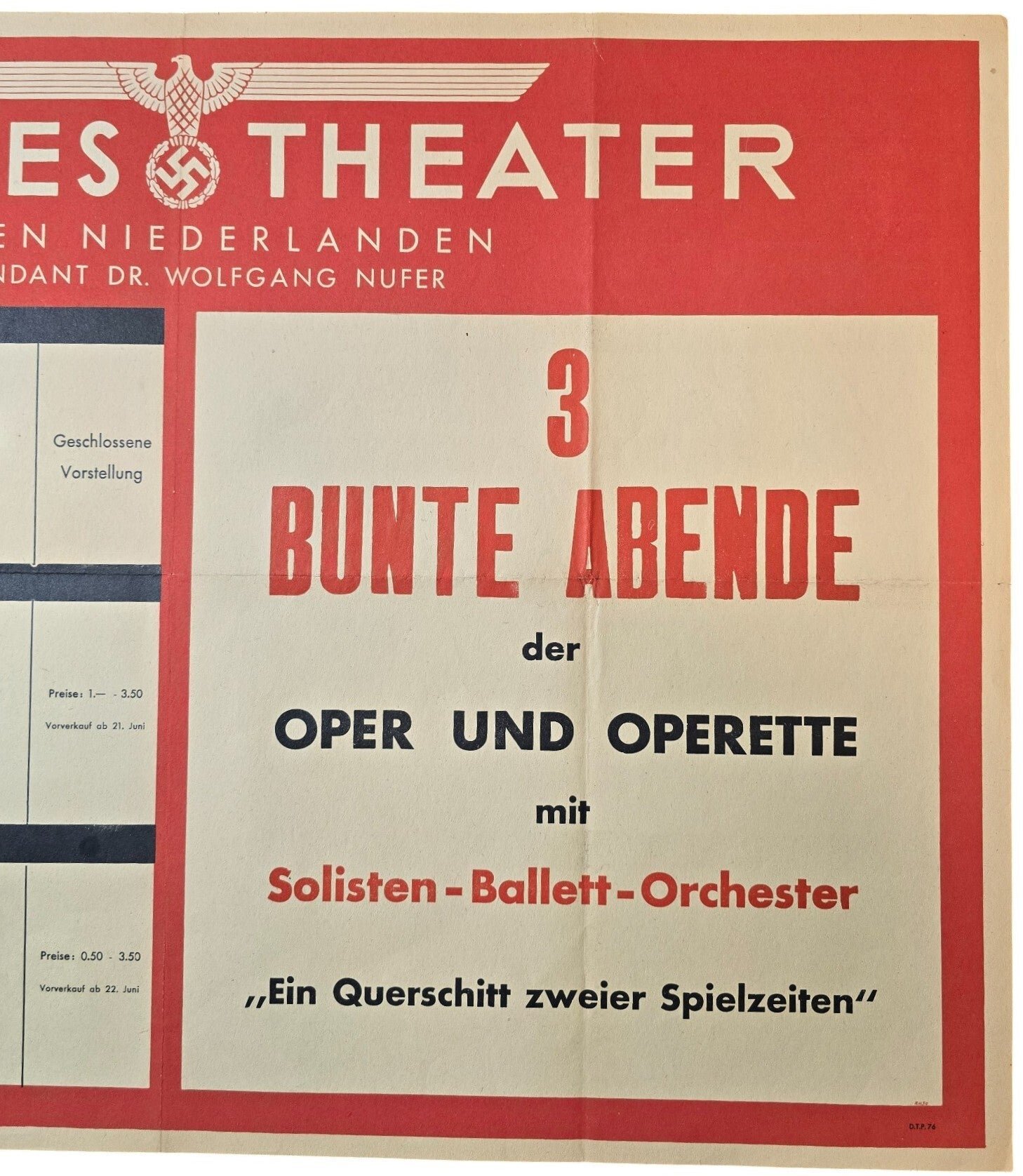 Original WW2 Dutch German Poster - Deutsches Theater in den Niederlanden movie poster, Breda, Utrecht, Haarlem (1944) — image 3