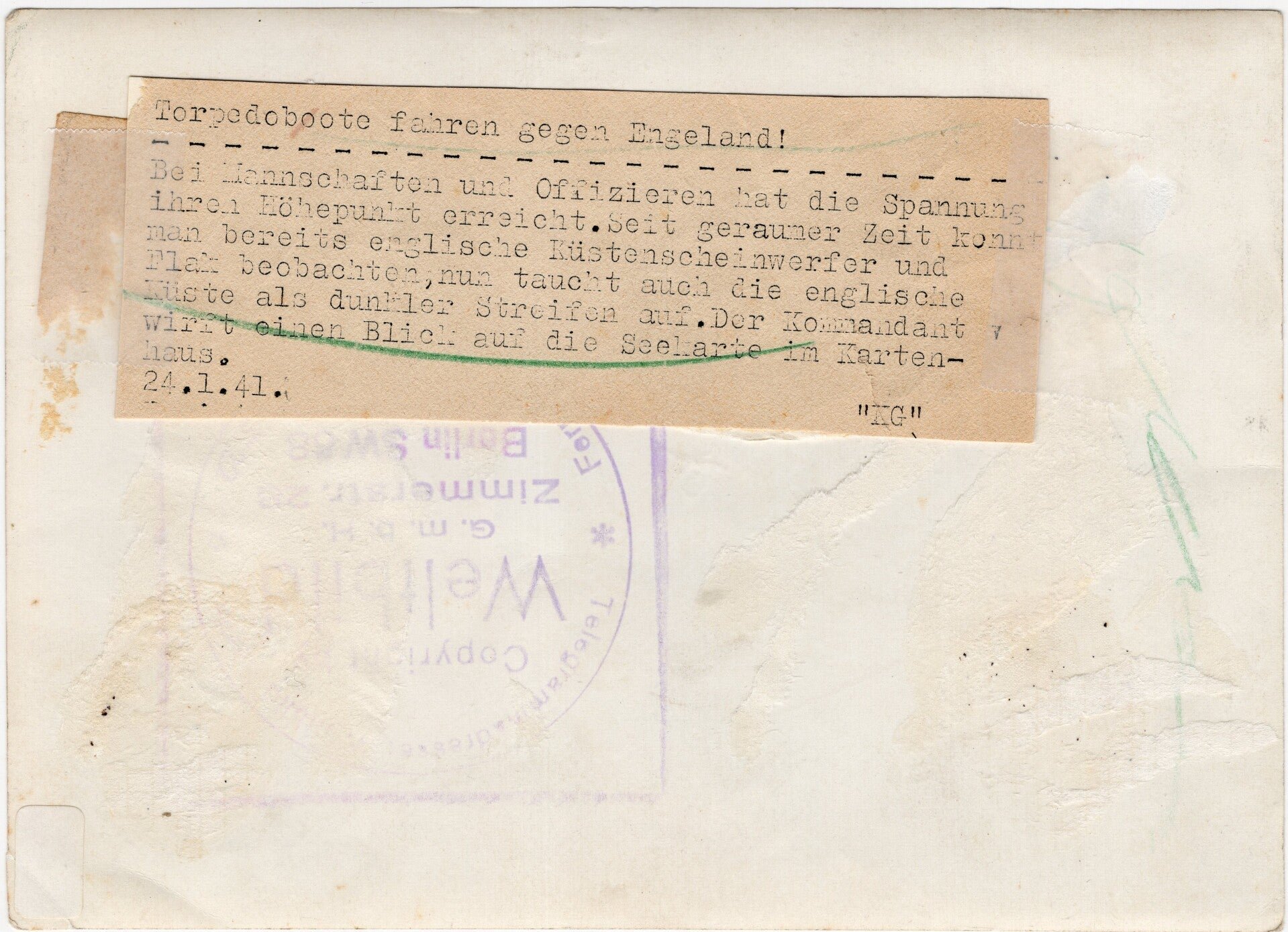 Original WW2 German Press Photo - KM Kriegsmarine officers in a Torpedoboote to England (1941) — image 2