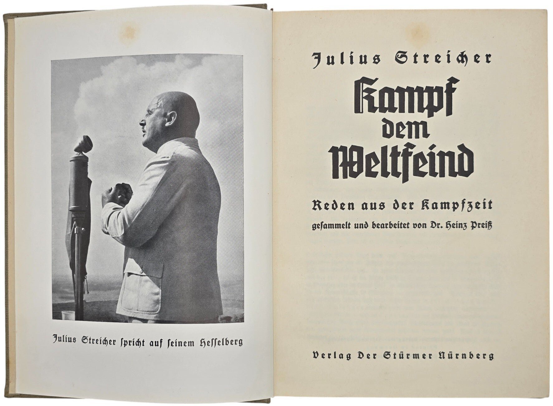 Original WW2 German Antisemitic Book - Kampf dem Weltfeind, Julius Streicher, Der Stürmer (1938) — image 3