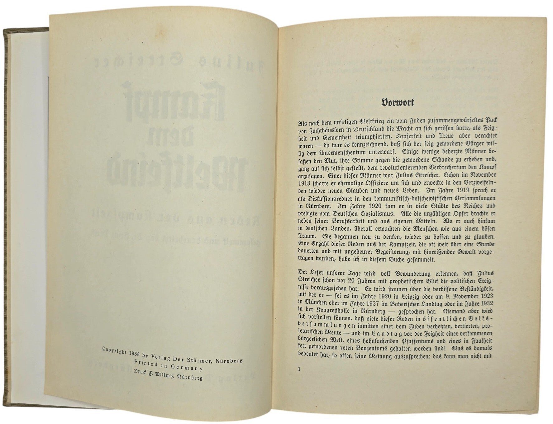 Original WW2 German Antisemitic Book - Kampf dem Weltfeind, Julius Streicher, Der Stürmer (1938) — image 4