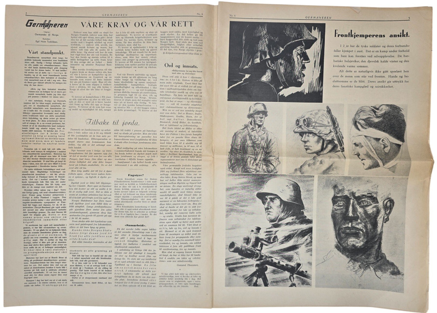Original WW2 Norwegian Waffen SS Newspaper - Germaneren SS Kamporgan for Germanske SS Norge (1943) — image 3