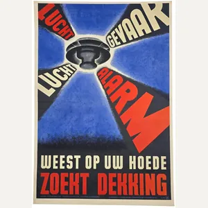 Original WW2 Dutch LBD Poster - Luchtgevaar, Luchtalarm, Weest op …