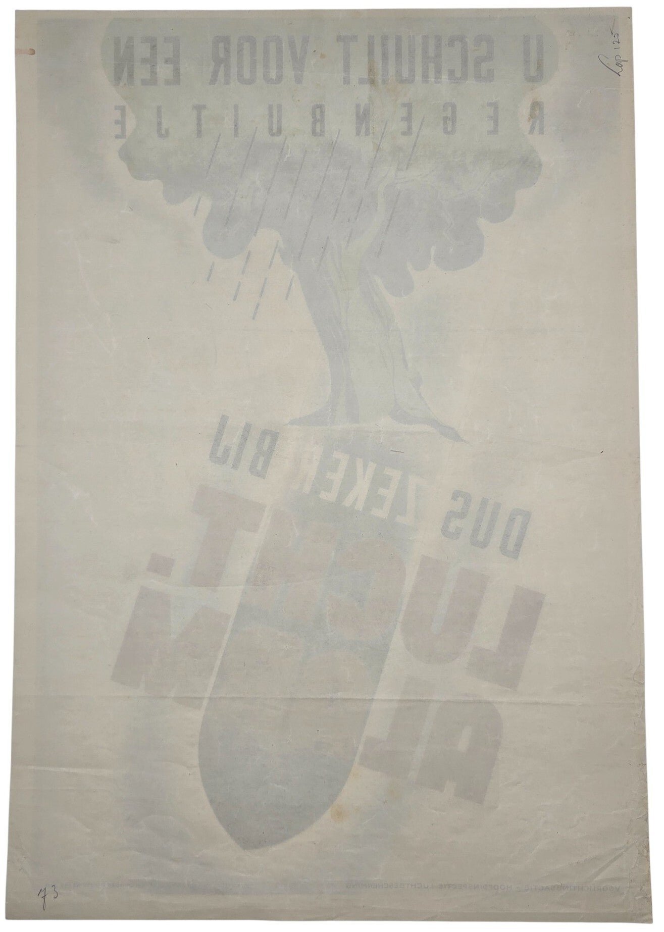 Original WW2 Dutch LBD Poster - U schuilt voor een regenbuitje, dus zeker bij Luchtalarm (1944) — image 2