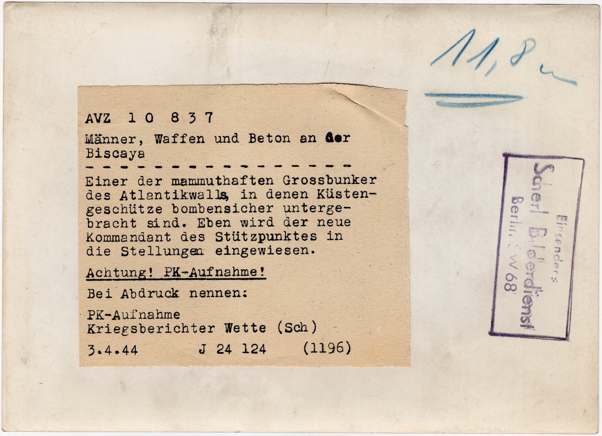 Original WW2 German Press Photo - Large bunker at the Biscaya, Atlantikwall, South of France (1944) — image 2