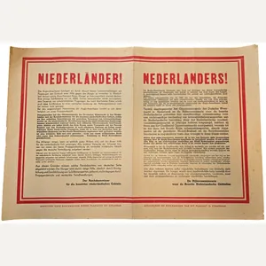 Original WW2 Dutch German Poster - Nederlanders! Food-droppings by airplane, …