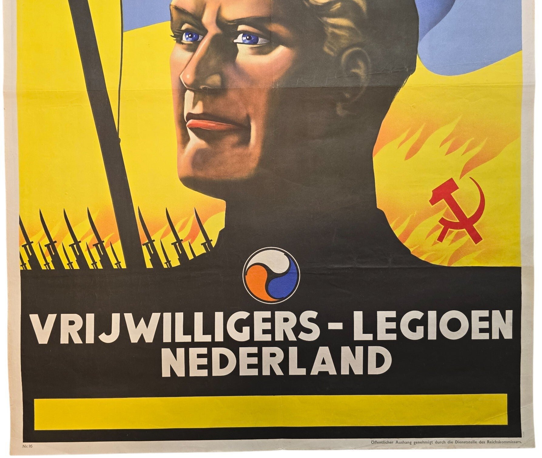 Original WW2 Dutch Waffen SS Poster - Neemt dienst bij het Vrijwilligers Legioen Nederland, large size! (1941) — image 3