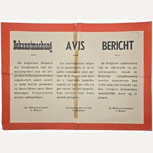 Original WW2 Belgian German Poster - Belgian civil servants have …