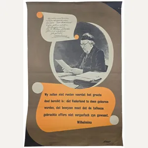 Original WW2 Dutch Resistance Poster - Queen Wilhelmina in London …