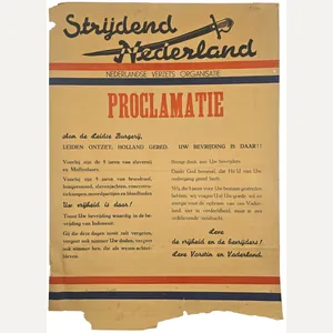 Original WW2 Dutch Liberation Poster - Strijdend Nederland Proclamation resistance, …