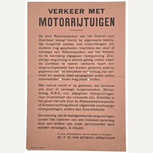 Original WW2 Dutch Liberation Poster - Traffic with (military) motorized …