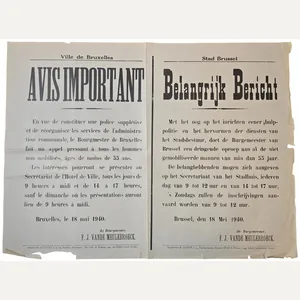 Original WW2 Belgian Poster - Call for all mobilized men, …