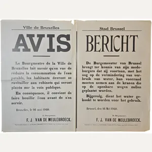 Original WW2 Belgian Poster - Use of water, Brussels, May …