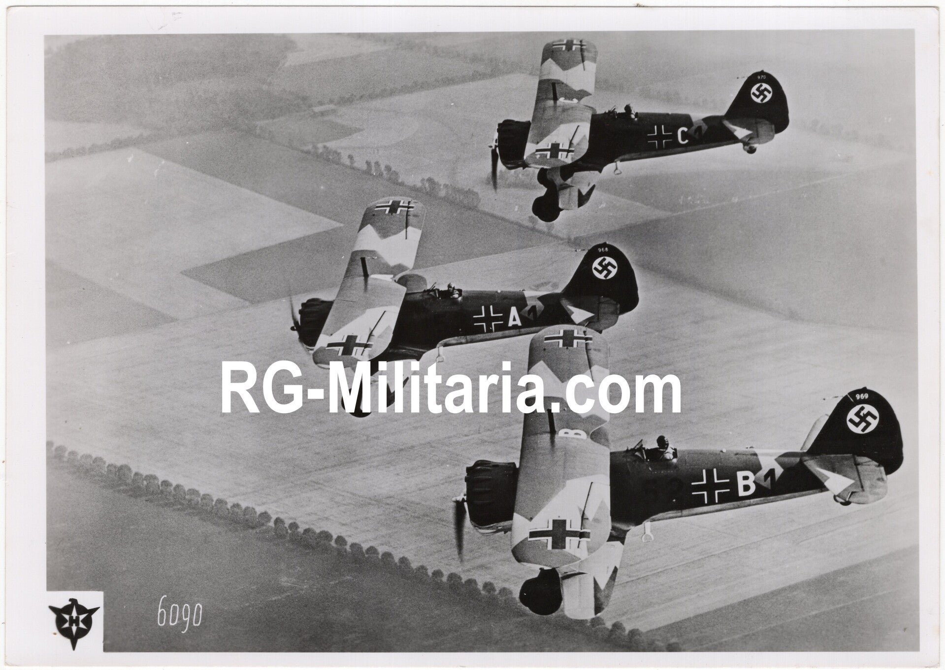Original WW2 German Luftwaffe Photo - Henschel Hs 123 airplanes in the air (1942) — image 3