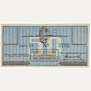 Original WW2 Dutch Document - Concentration Camp Westerbork 50 cent …