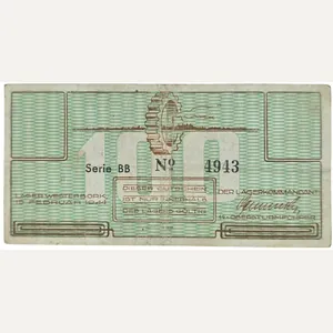 Original WW2 Dutch Document - Concentration Camp Westerbork 100 cent …