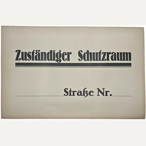Original WW2 German Sign - Carton Sign Zuständiger Schutzraum Luftschutz