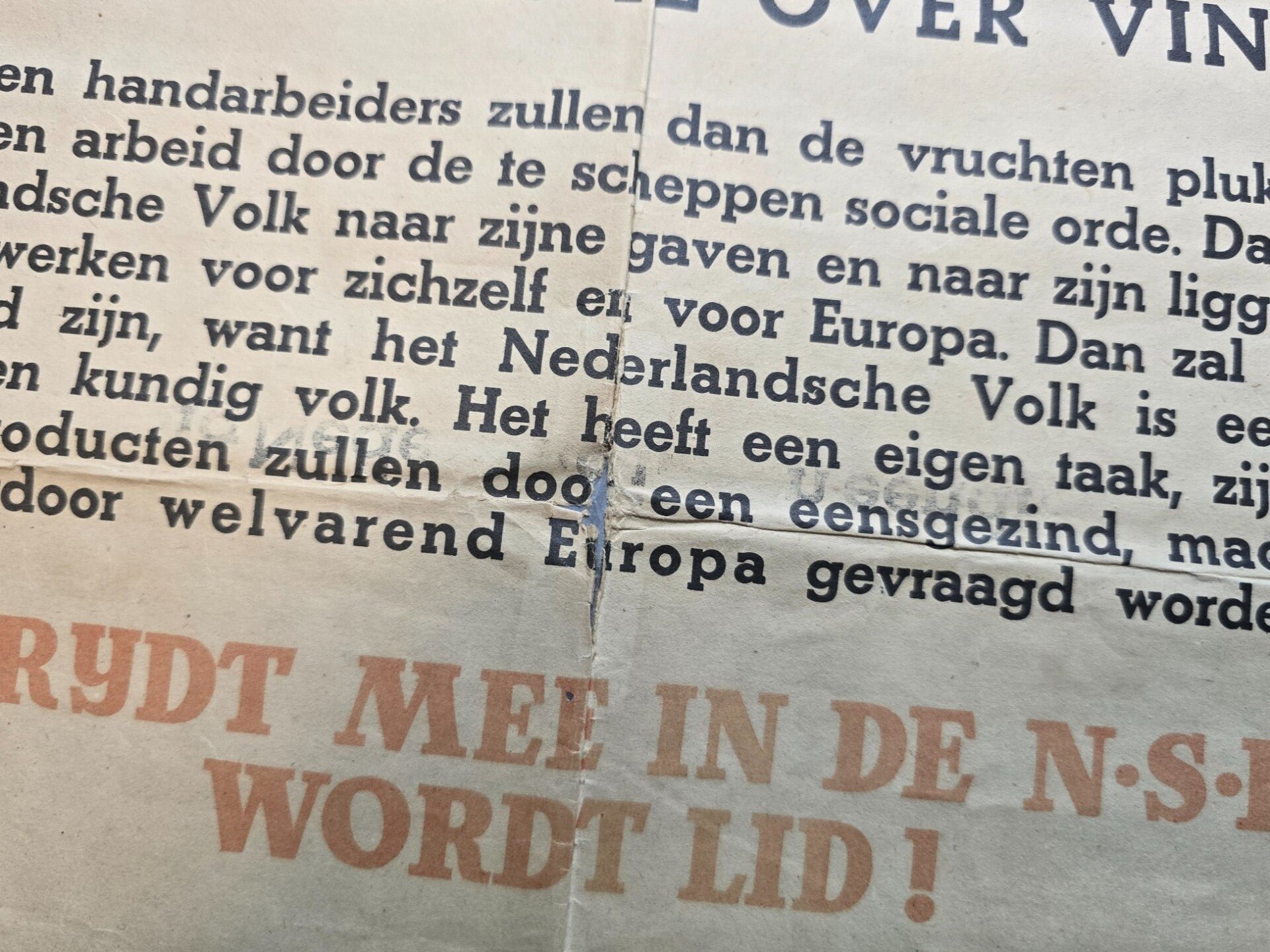 Original WW2 Dutch Collaboration NSB Poster - Met Mussert voor Nieuw-Nederland in Nieuw-Europa (1942) — image 5