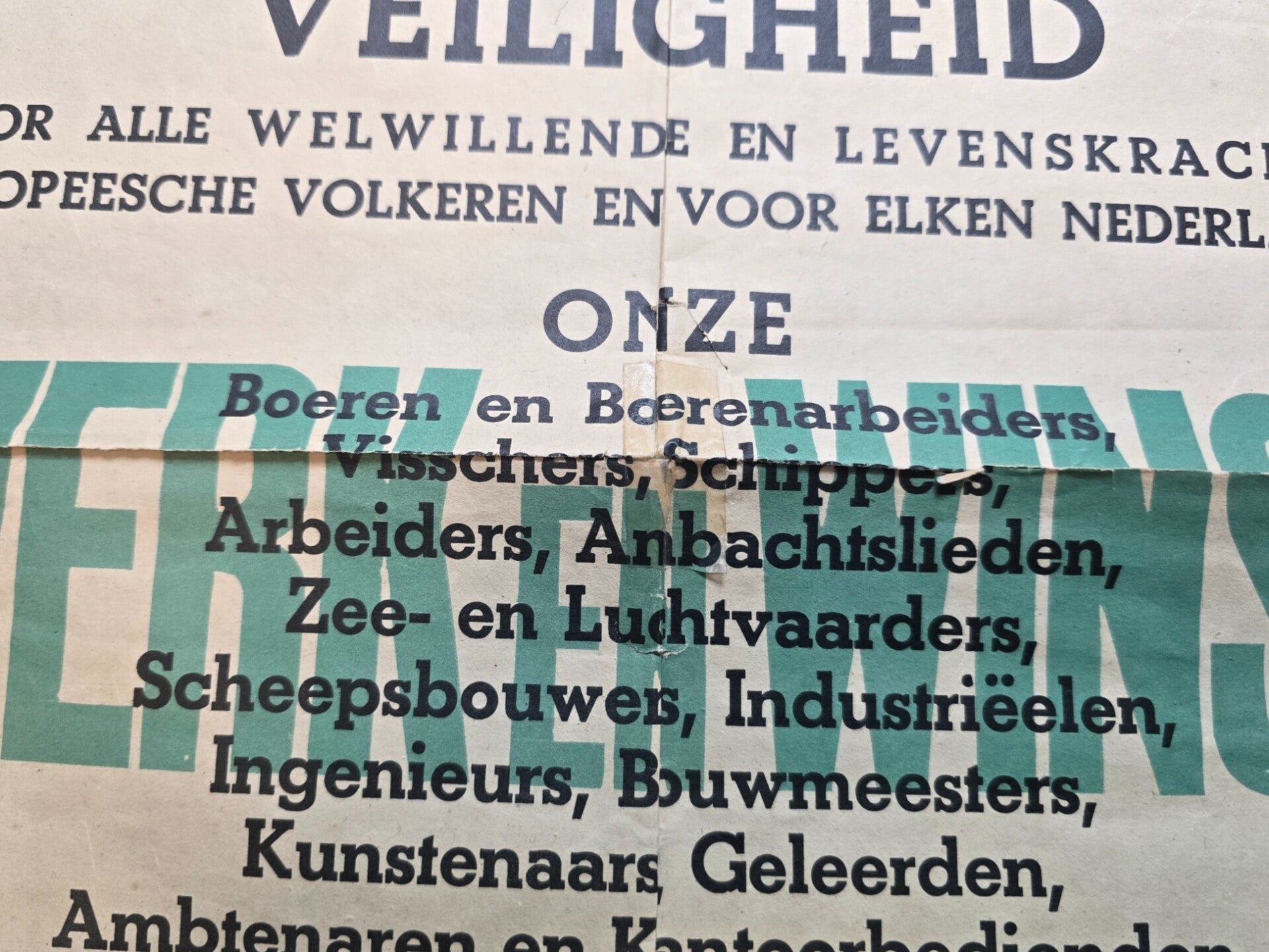 Original WW2 Dutch Collaboration NSB Poster - Met Mussert voor Nieuw-Nederland in Nieuw-Europa (1942) — image 6