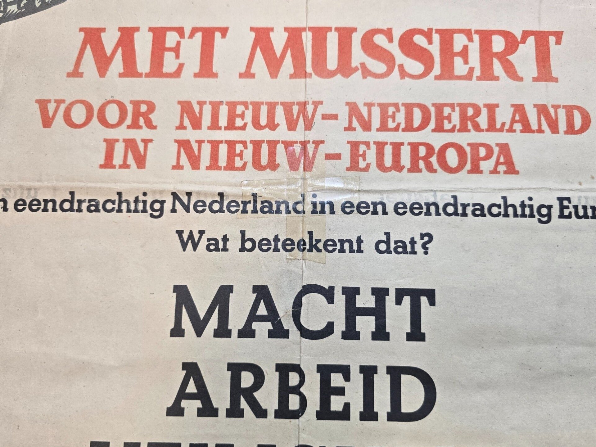 Original WW2 Dutch Collaboration NSB Poster - Met Mussert voor Nieuw-Nederland in Nieuw-Europa (1942) — image 7