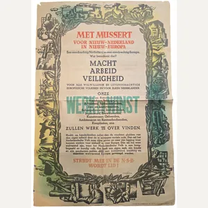 Original WW2 Dutch Collaboration NSB Poster - Met Mussert voor …