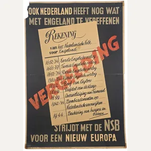 Original WW2 Dutch Collaboration NSB Poster - Ook Nederland heeft …