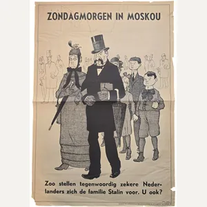 Original WW2 Dutch Collaboration NSB Poster - Zondagmorgen in Moskou, …