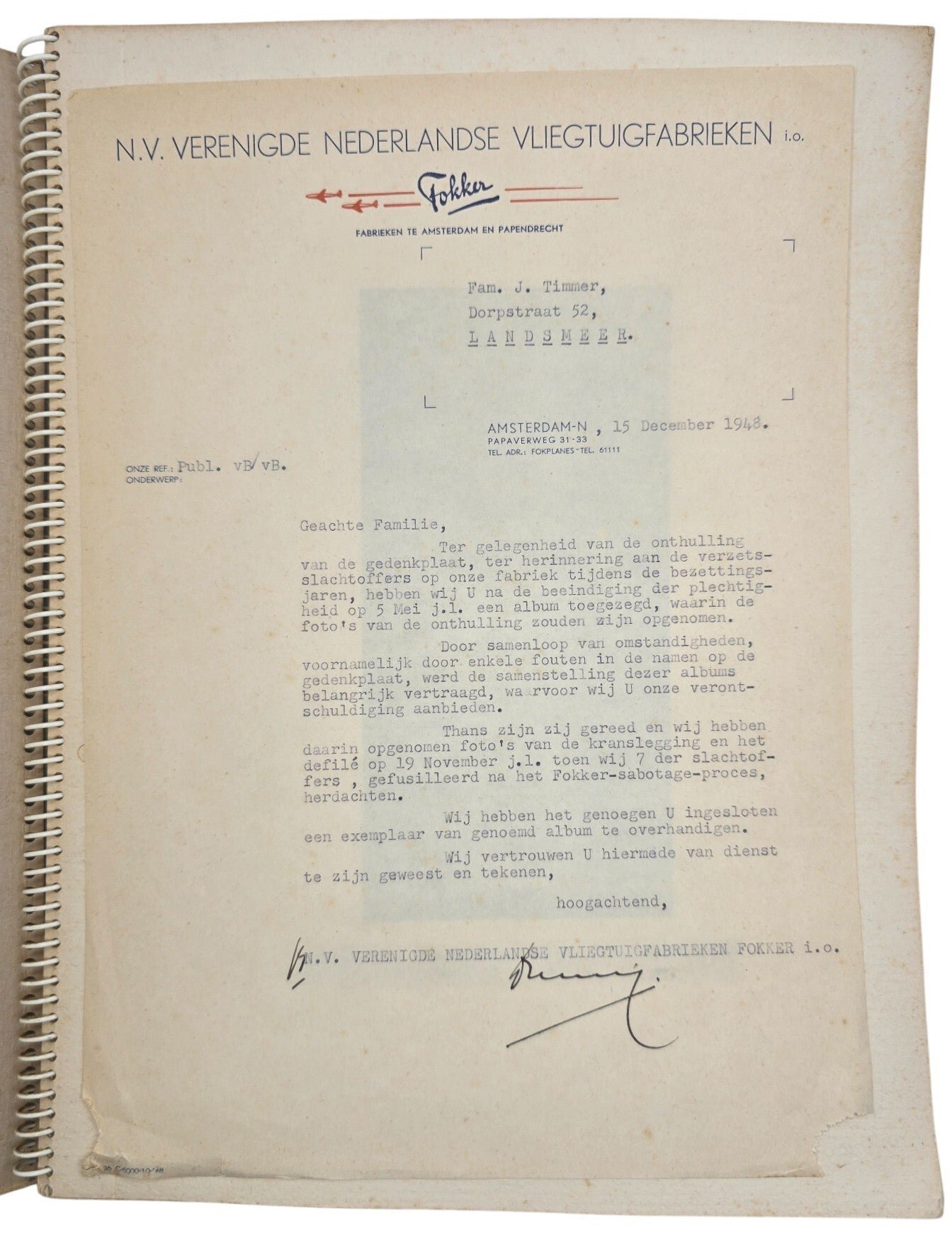 Original WW2 Dutch Photoalbum - Memorial album for the perished workers of the Fokker airplane company (1948) — image 3