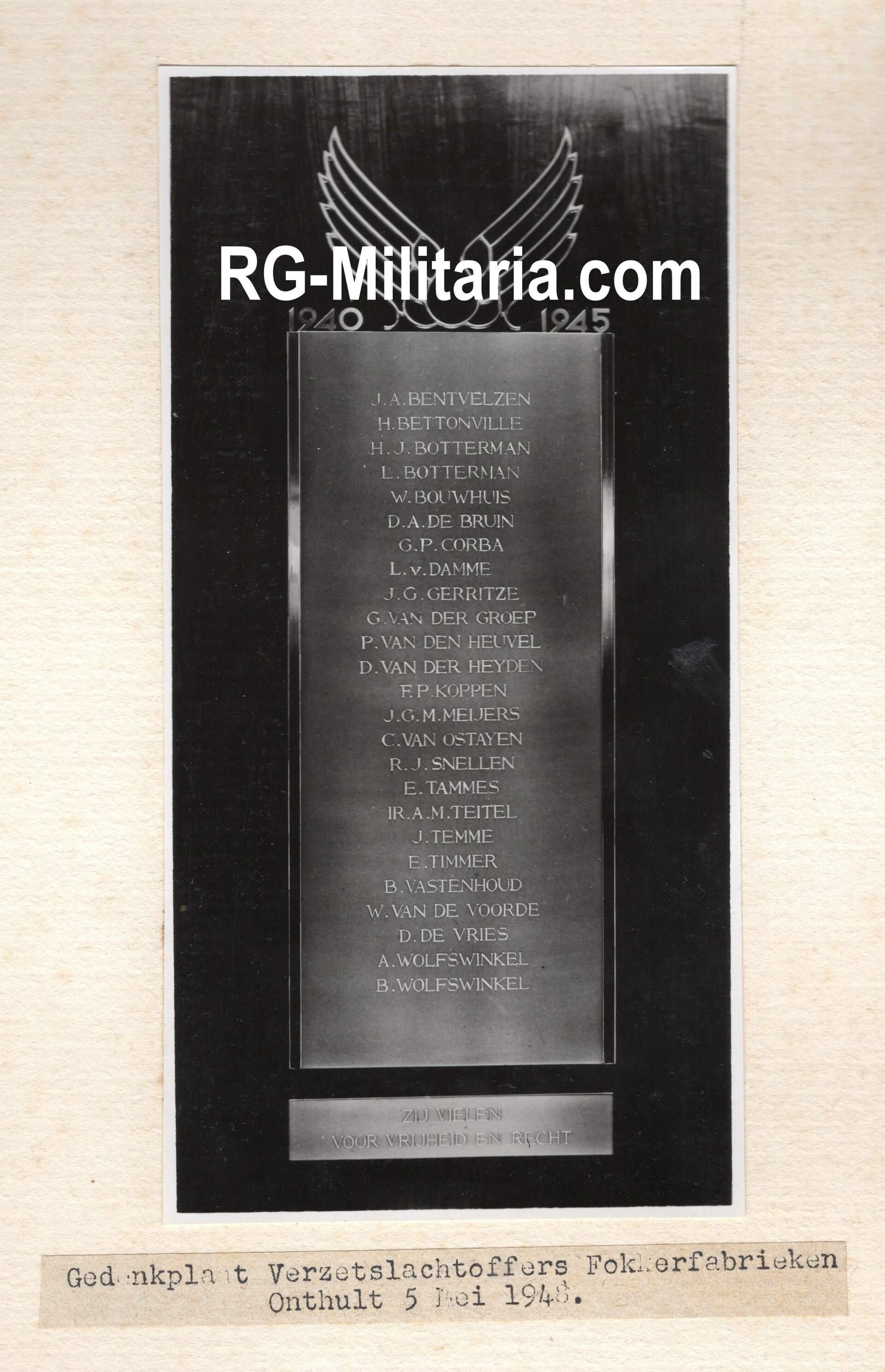 Original WW2 Dutch Photoalbum - Memorial album for the perished workers of the Fokker airplane company (1948) — image 7