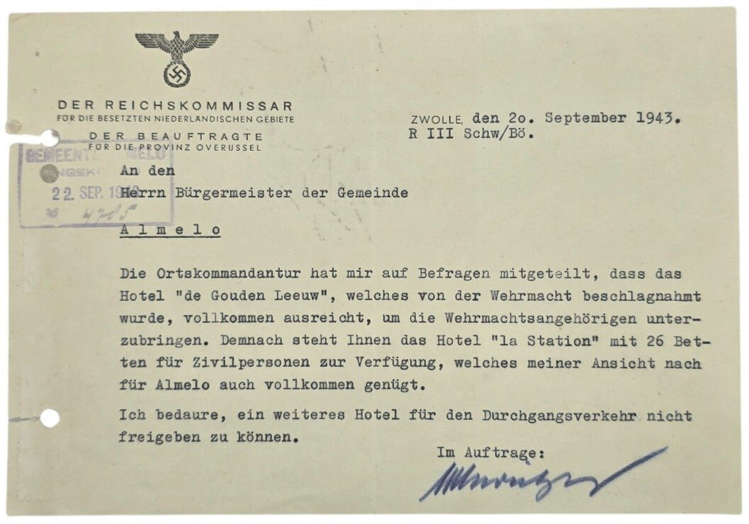 Original WW2 German Waffen SS Document - SS regiment ''Der Führer'' in Almelo (1940) — image 2