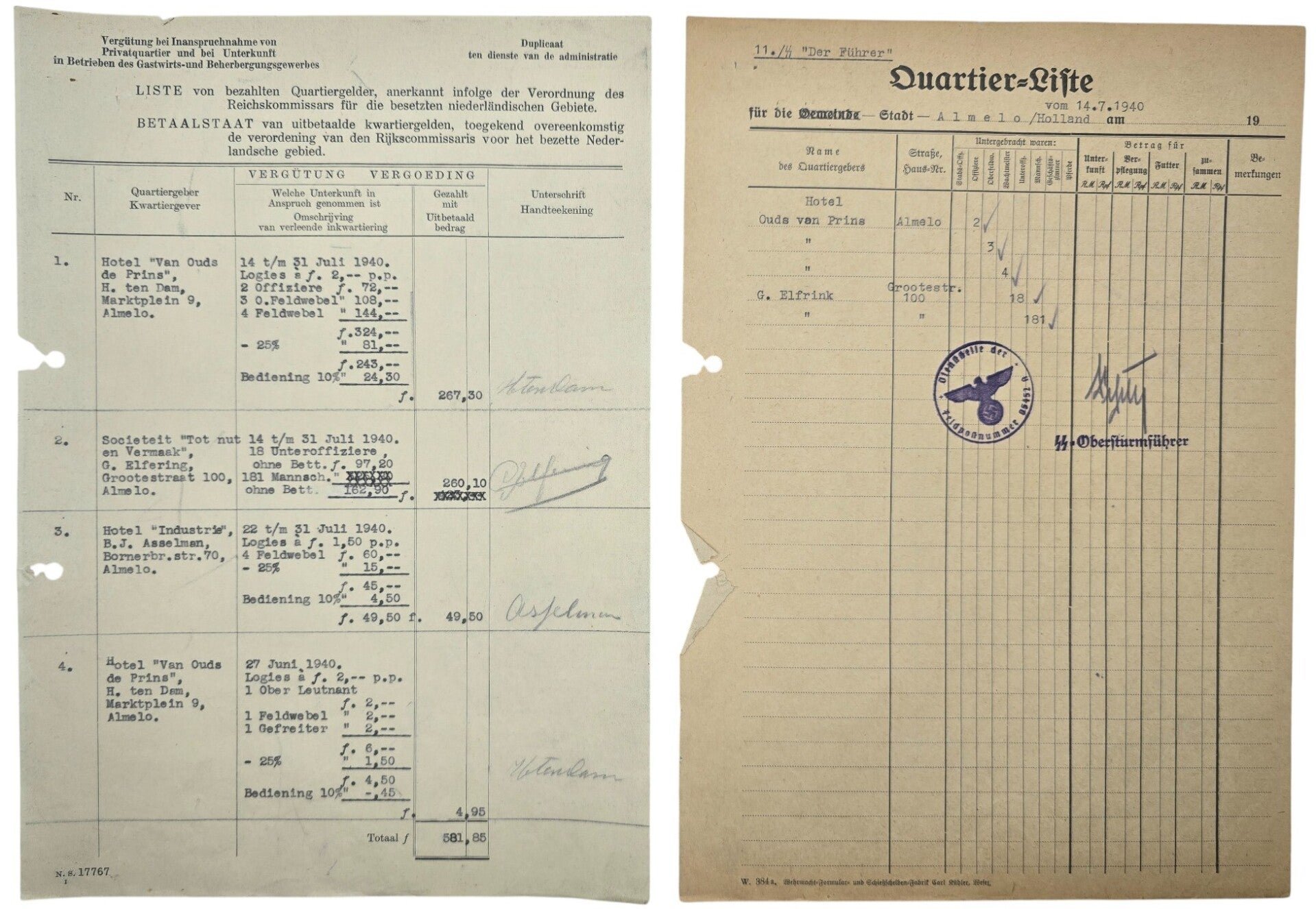 Original WW2 German Waffen SS Document - SS regiment ''Der Führer'' in Almelo (1940) — image 3