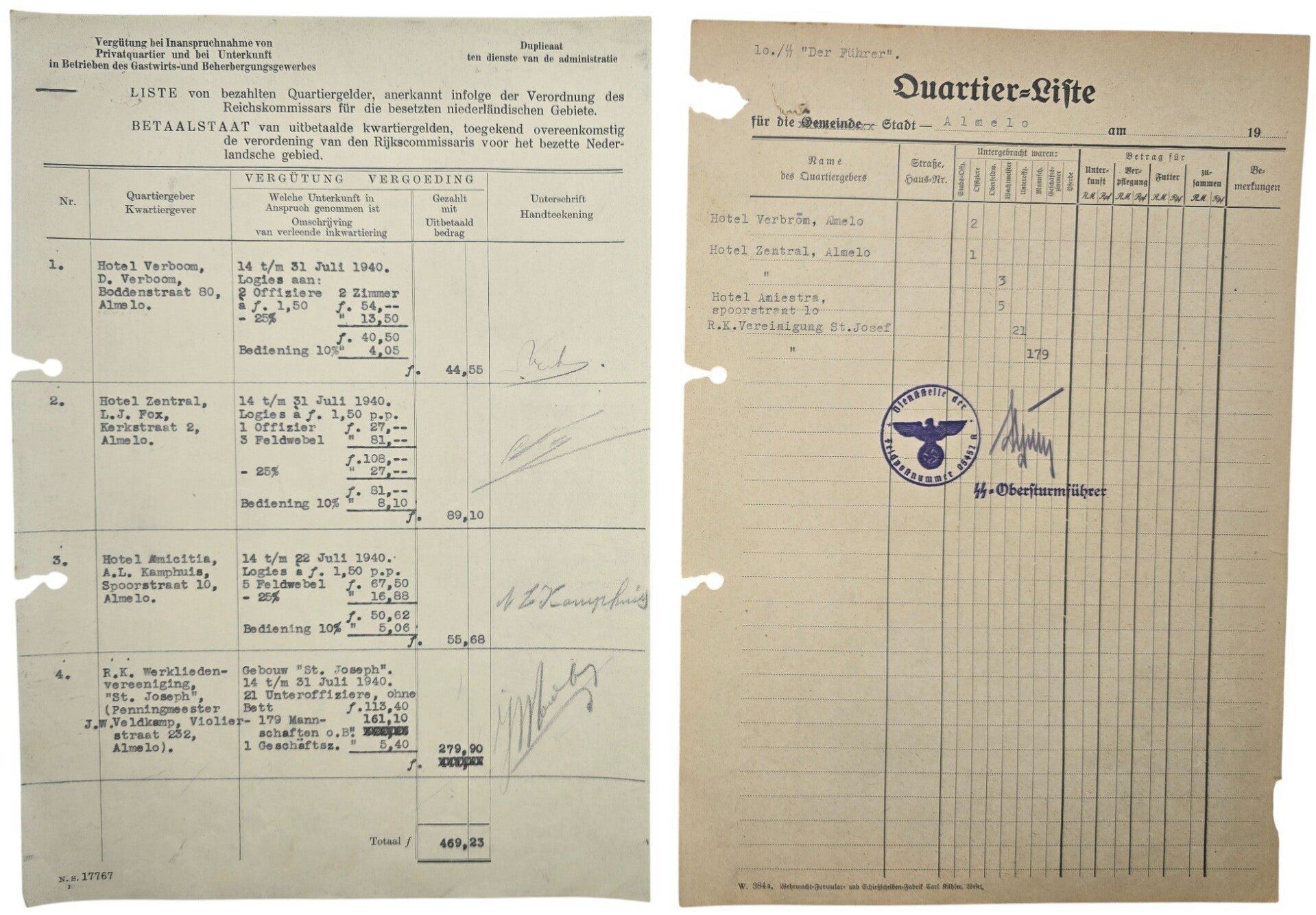 Original WW2 German Waffen SS Document - SS regiment ''Der Führer'' in Almelo (1940) — image 4