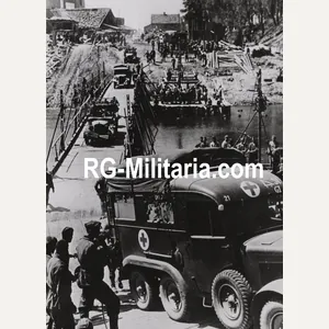 Original WW2 Belgian Press Photo - Medic Wehrmacht truck crosses …