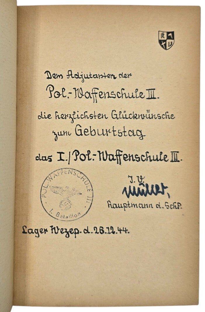 Original WW2 German Book - Aus Forst und Flur, Hermann Löns, Polizei Waffenschule III, Lager Wezep (1944) — image 3