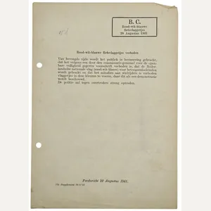 Original WW2 Dutch Document - Law against Dutch bicycle flags …