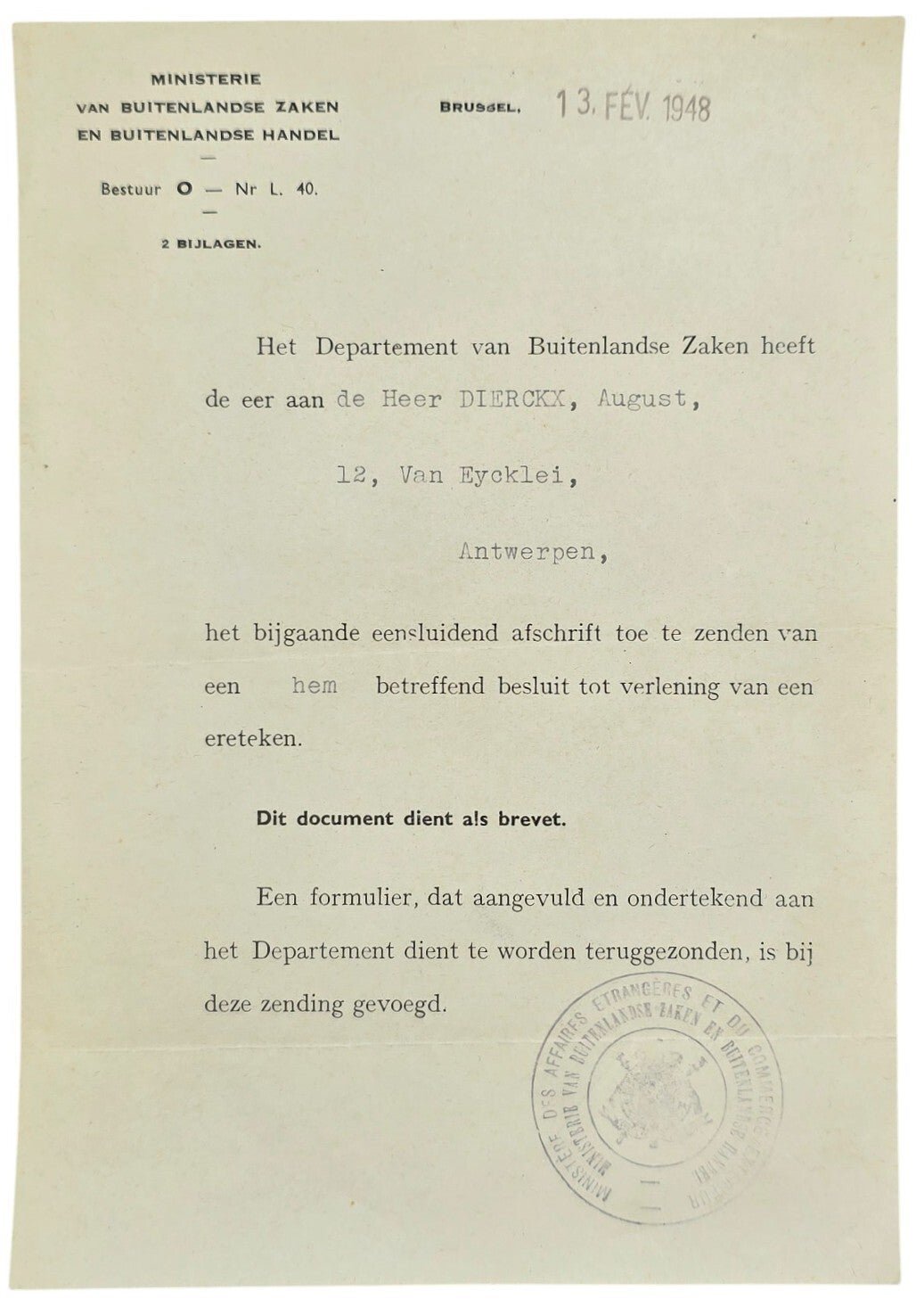 Original WW2 Belgian Document Set - Red Cross worker from Antwerp (1942-1948) — image 10